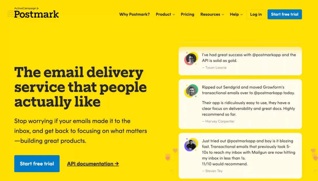 SendGrid-Alternativen, Beispiel Postmark