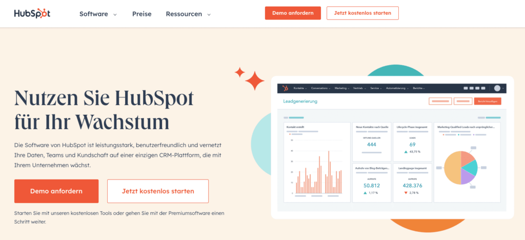 screenshot der microsoft-crm-alternative hubspot