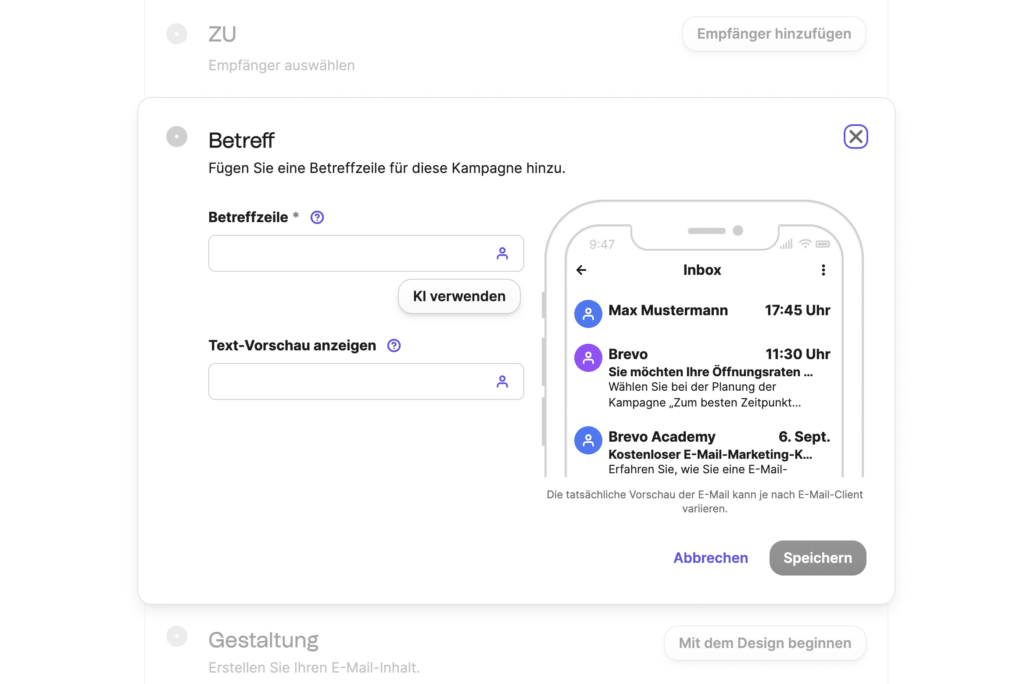 preheader erstellen mit brevo