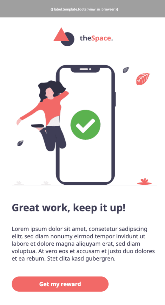 illustration eines smartphones und einer frau als beispiel für bilder in emails