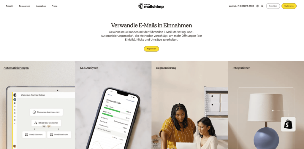 screenshot der marketing software mailchimp
