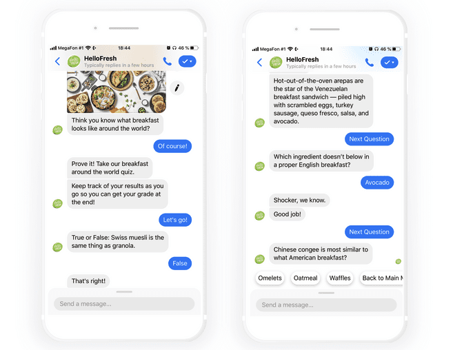 chatbot-beispiel von hellofresh - inhalte mit mehrwert