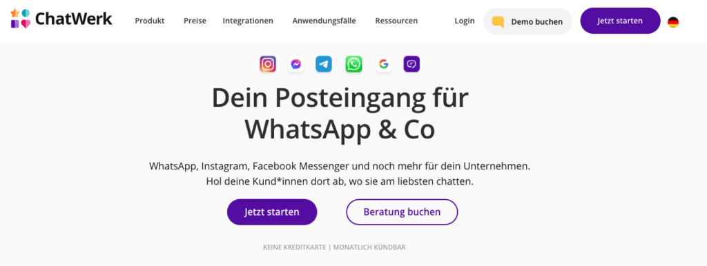 screenshot des whatsapp business solution providers chatwerk