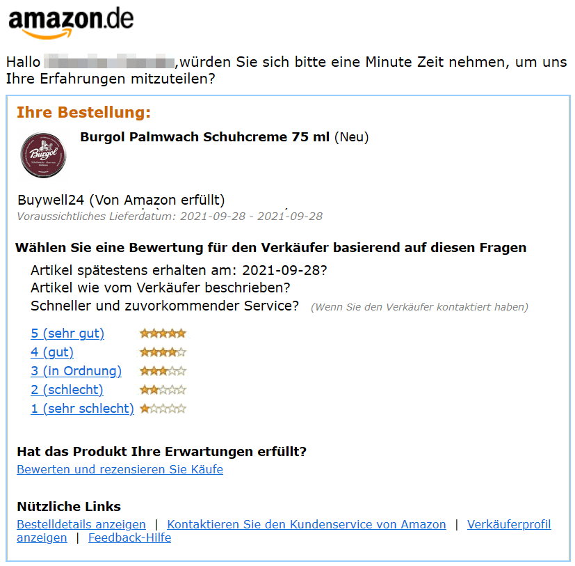 Anwendungsbeispiel für E-Mail API: Amazon
