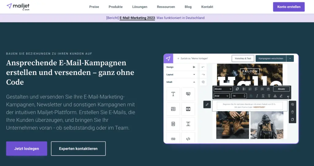SendGrid-Alternativen, Beispiel Mailjet