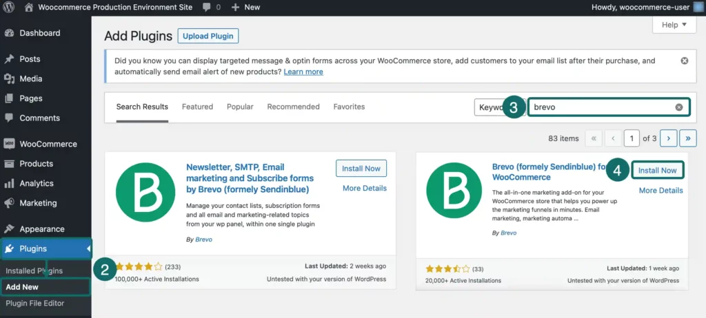 Das Brevo WooCommerce Plugin installieren