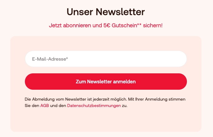 Beispiel für ein Newsletter-Anmeldeformular von ShopApotheke
