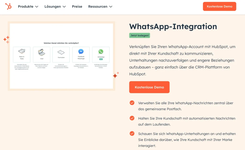screenshot der whatsapp marketing software hubspot