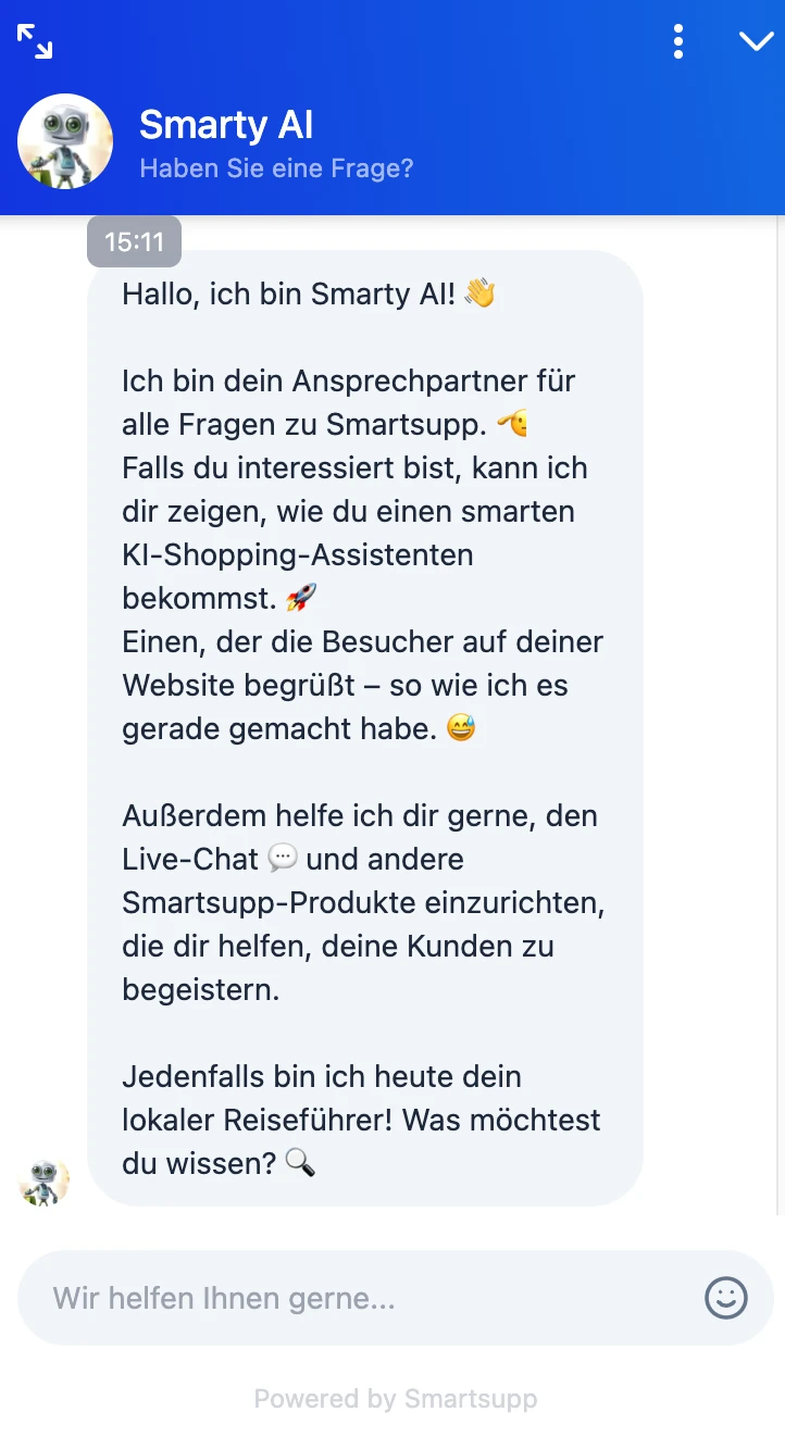 chat-fenster der live chat software smartsupp