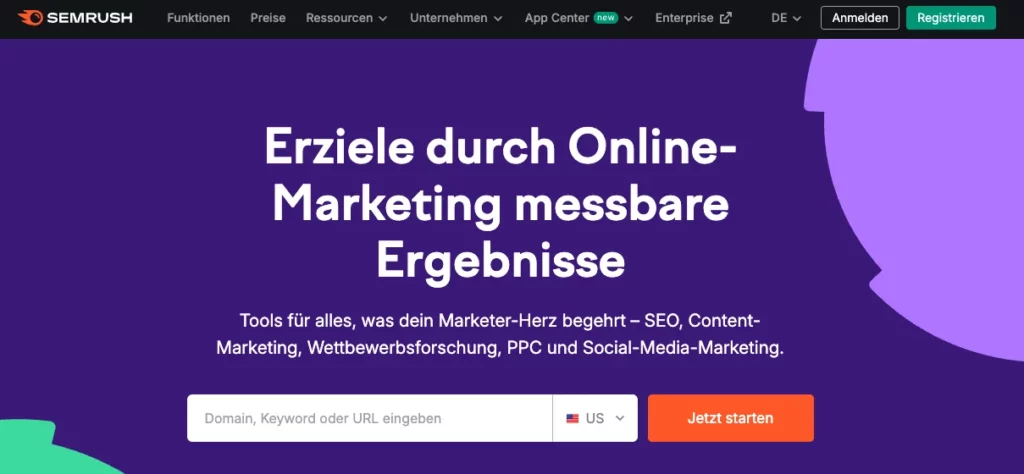 KI-Marketing-Tools: Screenshot von SEMrush