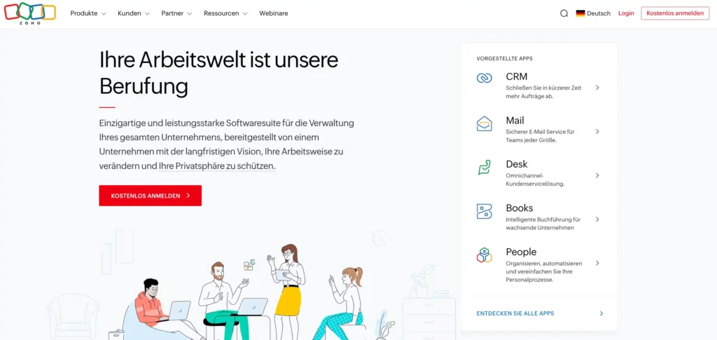 screenshot der kundendatenbank-software von zoho