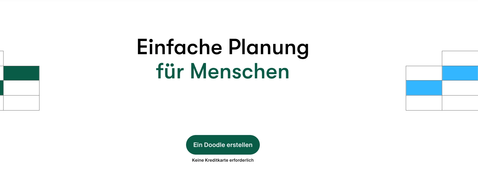 Homepage der Calendly-Alternative Doodle mit dem Titel: Einfache Planung für Menschen