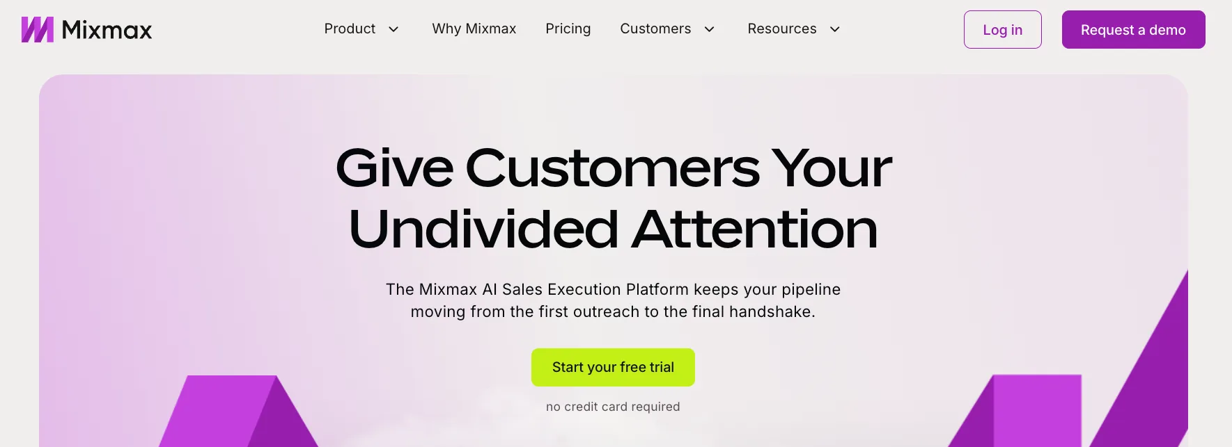 Homepage der Calendly-Alternative Mixmax mit dem Titel: Give Customers Your Undivided Attention