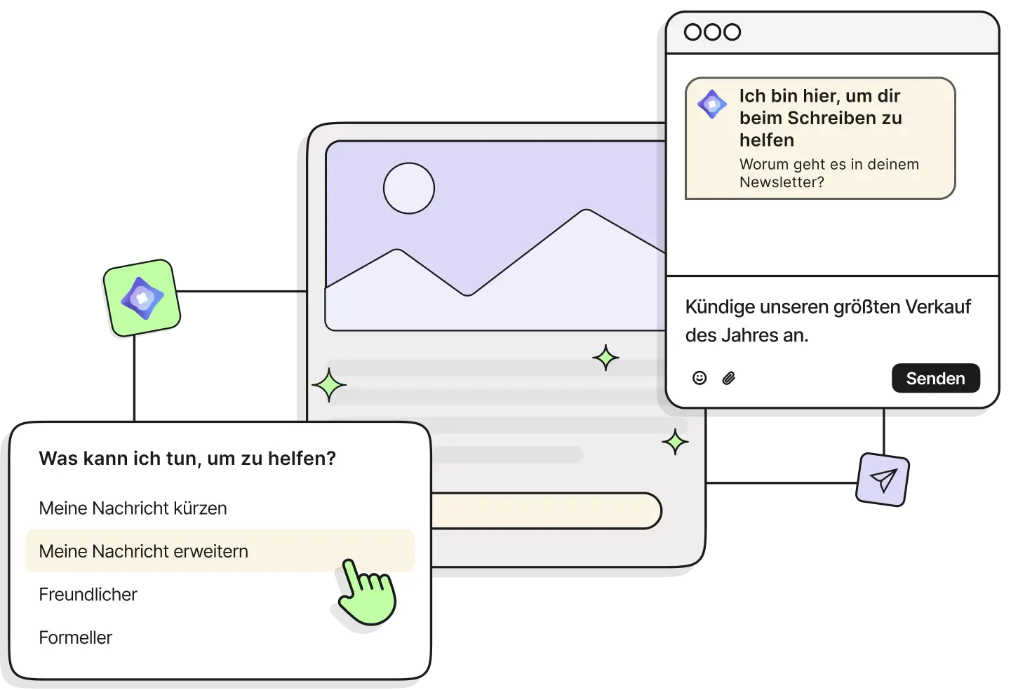 Lass die AI für dich schreiben, personalisieren und versenden