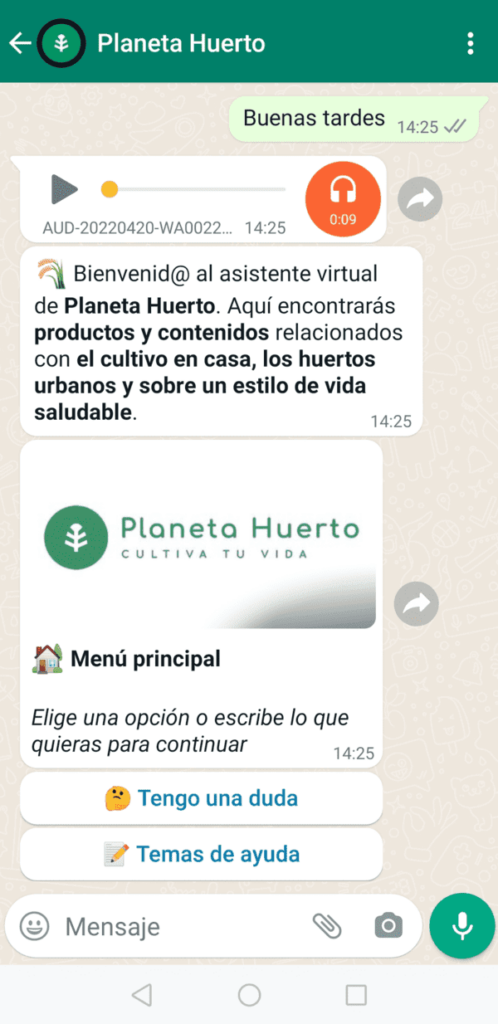 Empresa ofreciendo atención al cliente usando API de WhatsApp Business.
