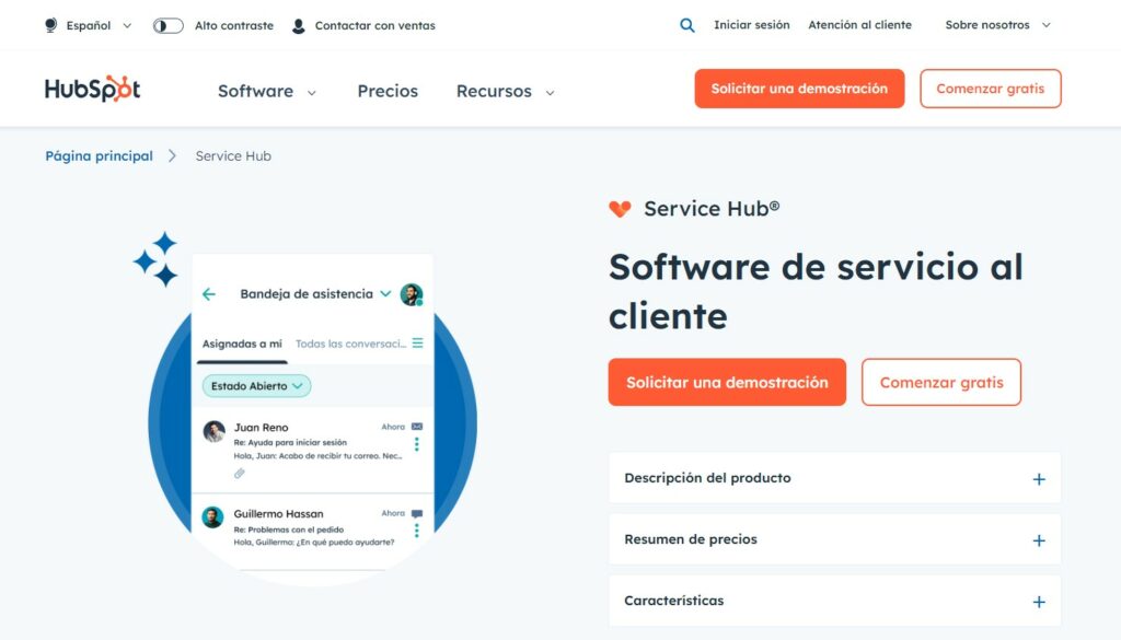 Software de atencion al cliente: Service Hub