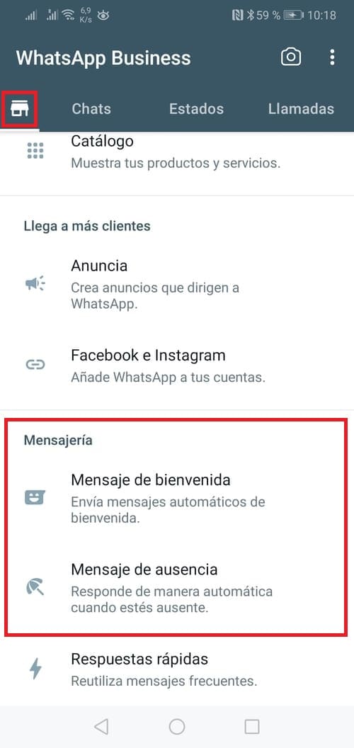 Configurar respuestas automáticas en WhatsApp.