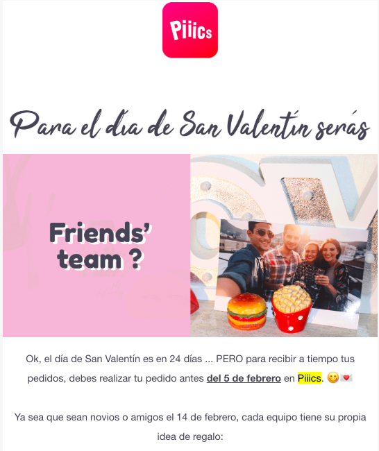 ejemplos correo san valentin
