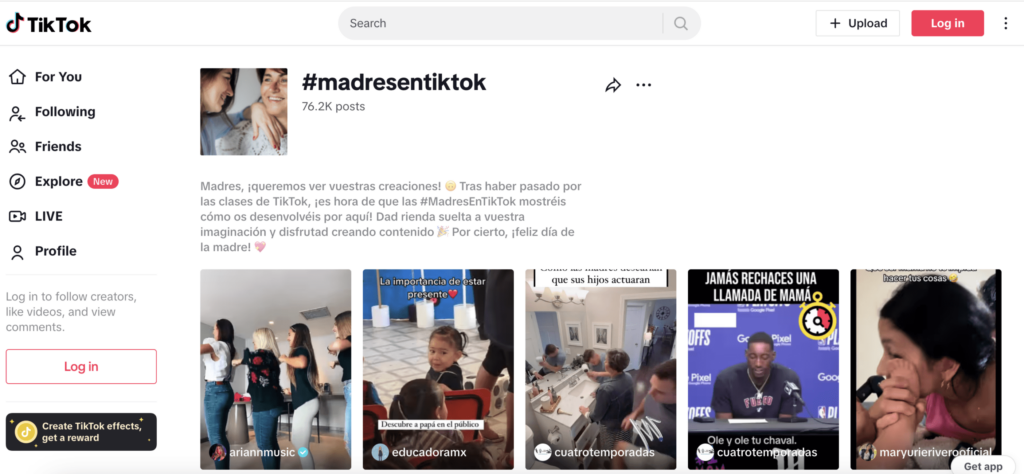 Tiktok en el Día de la Madre.