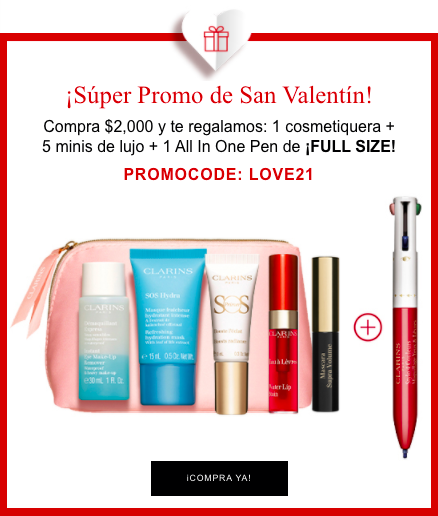 Promo dia de los enamorados de clarins. Screenshot.