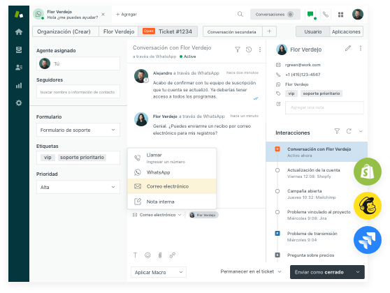 Base de datos de cliente: Zendesk