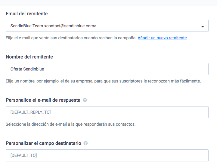 personalizar el destinatario