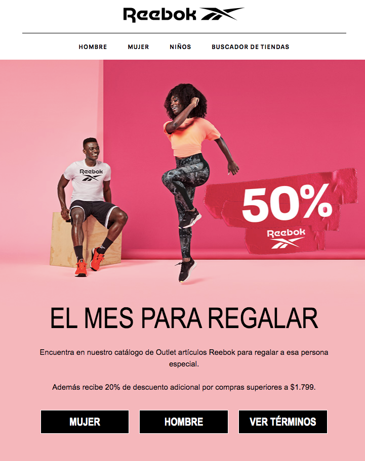 Promoción de San Valentin de la marca Reebok.
