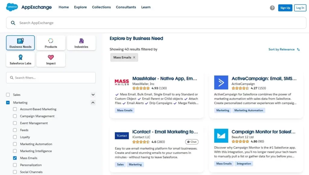 Salesforce AppExchange - correos masivos