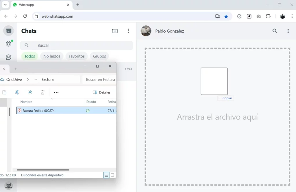 Compartir archivo en WhatsApp Business Web