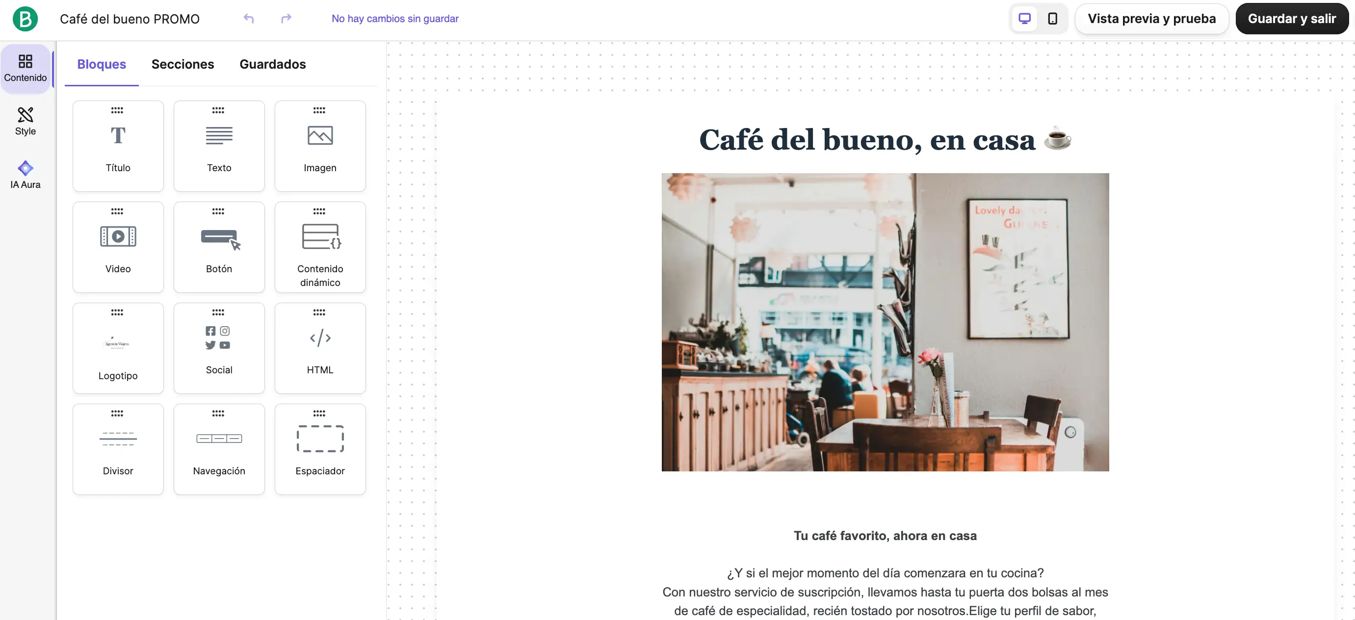 Editor de email marketing de Brevo