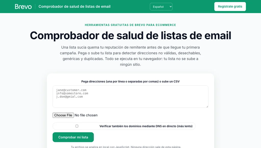 Comprobador de salud de listas de email