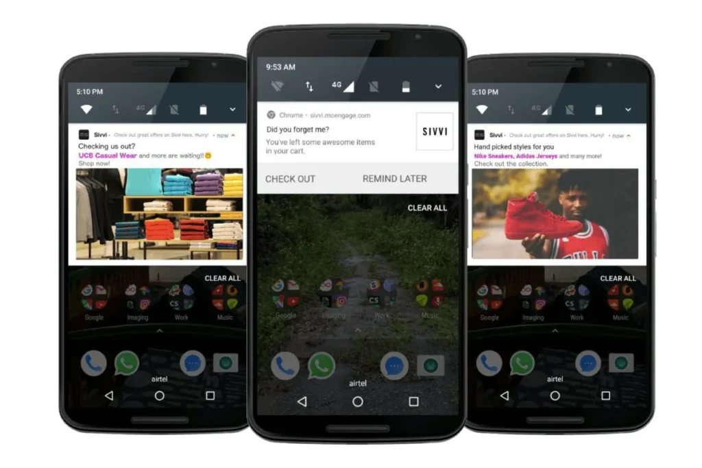 abandon de panier, notifications push sivii