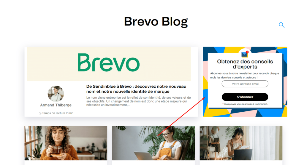 Formulaire d'inscription à la newsletter du blog de Brevo