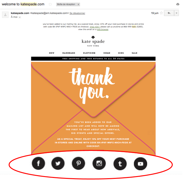Onboarding Kate Spade marketing automation Mail de bienvenue Kate Spade