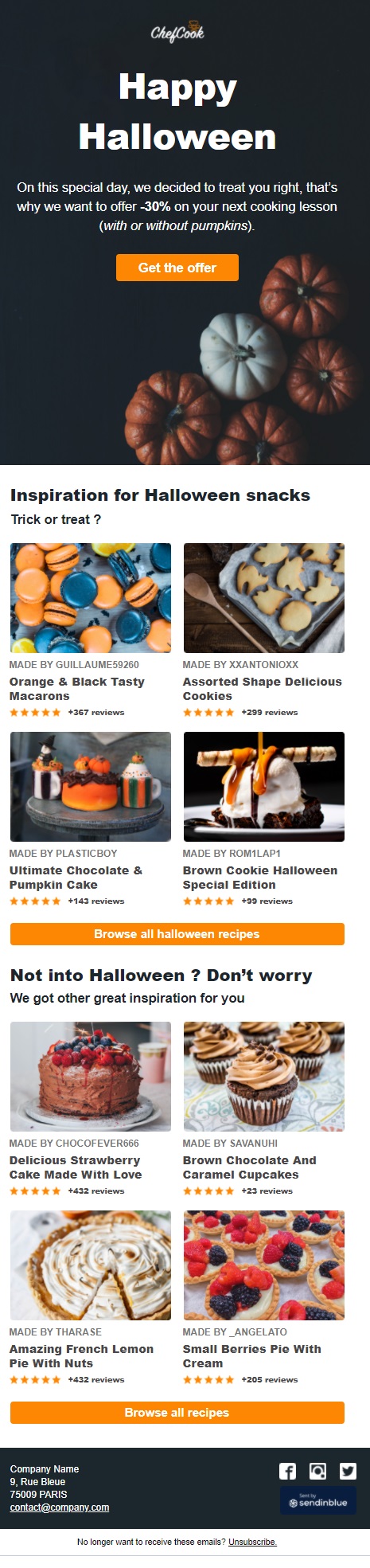 Template de newsletter pour Halloween