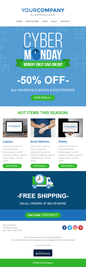 Template d'email pour le cyber monday