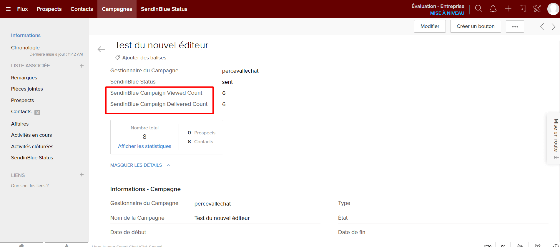 Modifiez les champs pour afficher les statistiques les plus pertinentes. Plugin Zoho : Personnalisez vos résultats !