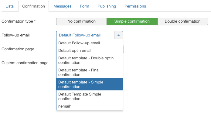 Email de confirmation Joomla