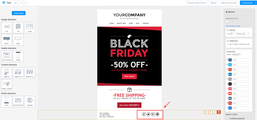 Personnalisation du footer de l'email