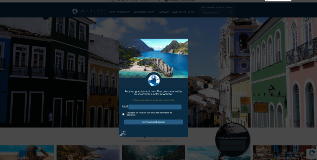 Newsletter tourisme - formulaire double opt-in en pop-up