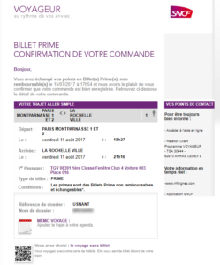 Email de confirmation de commande de Voyages-SNCF Email marketing e-commerce de voyages-SNCF : email de confirmation de commande premium