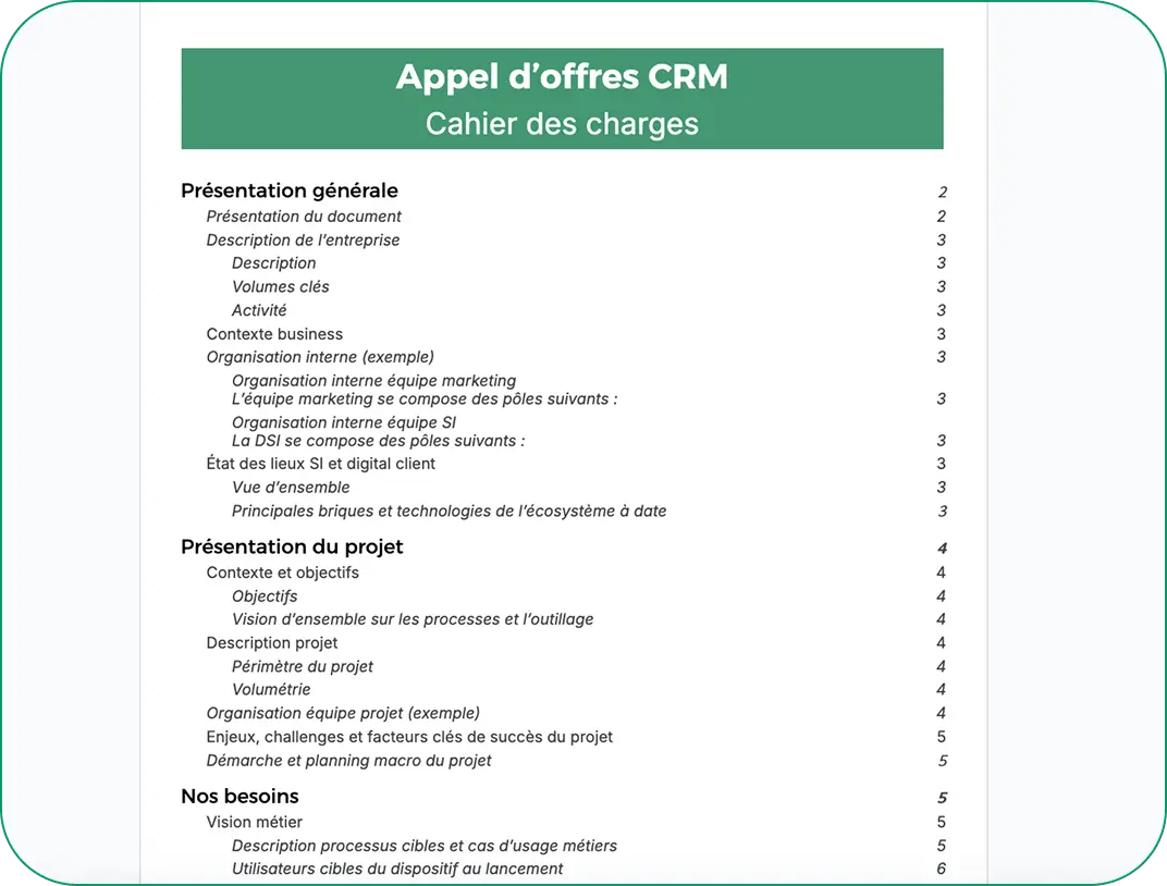 Modèle d'appel d'offres - la base de votre RFP