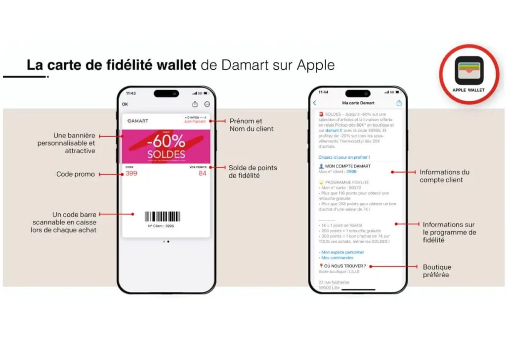 cas client wallet pour damart
