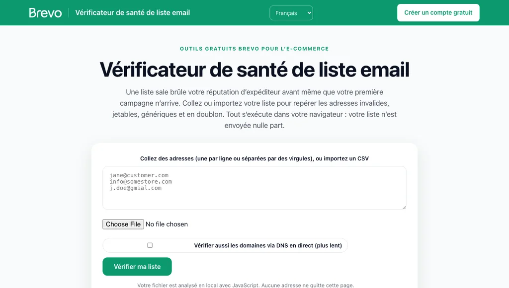 Vérificateur de santé de liste email