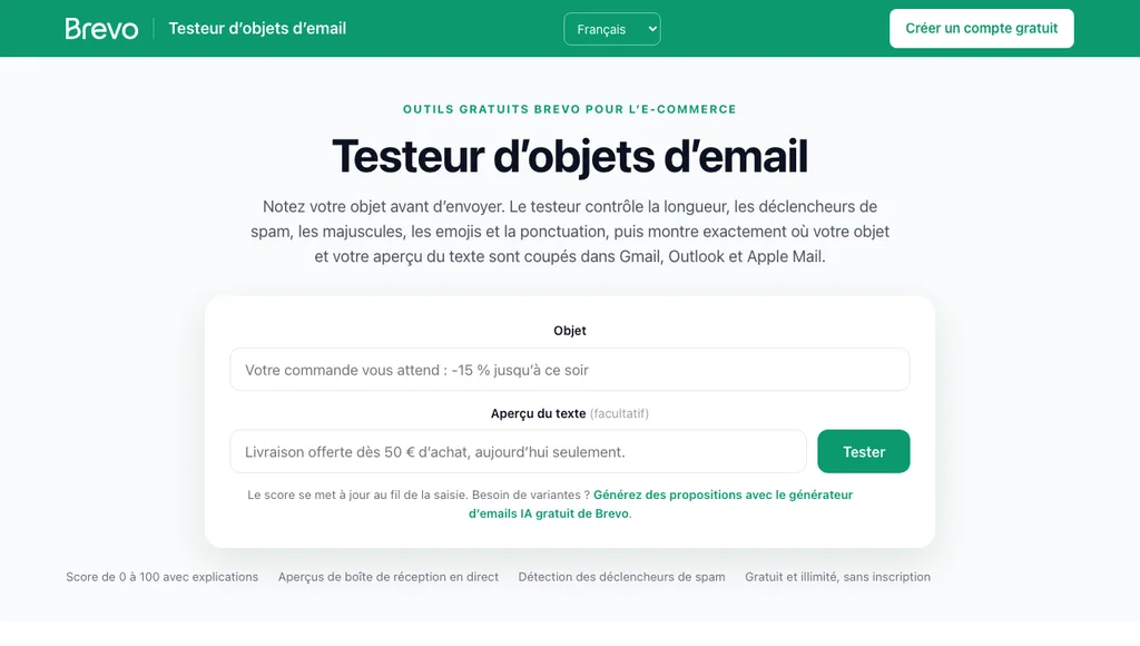 Testeur d’objets d’email