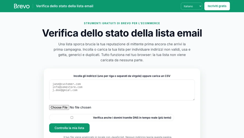 Verifica dello stato della lista email