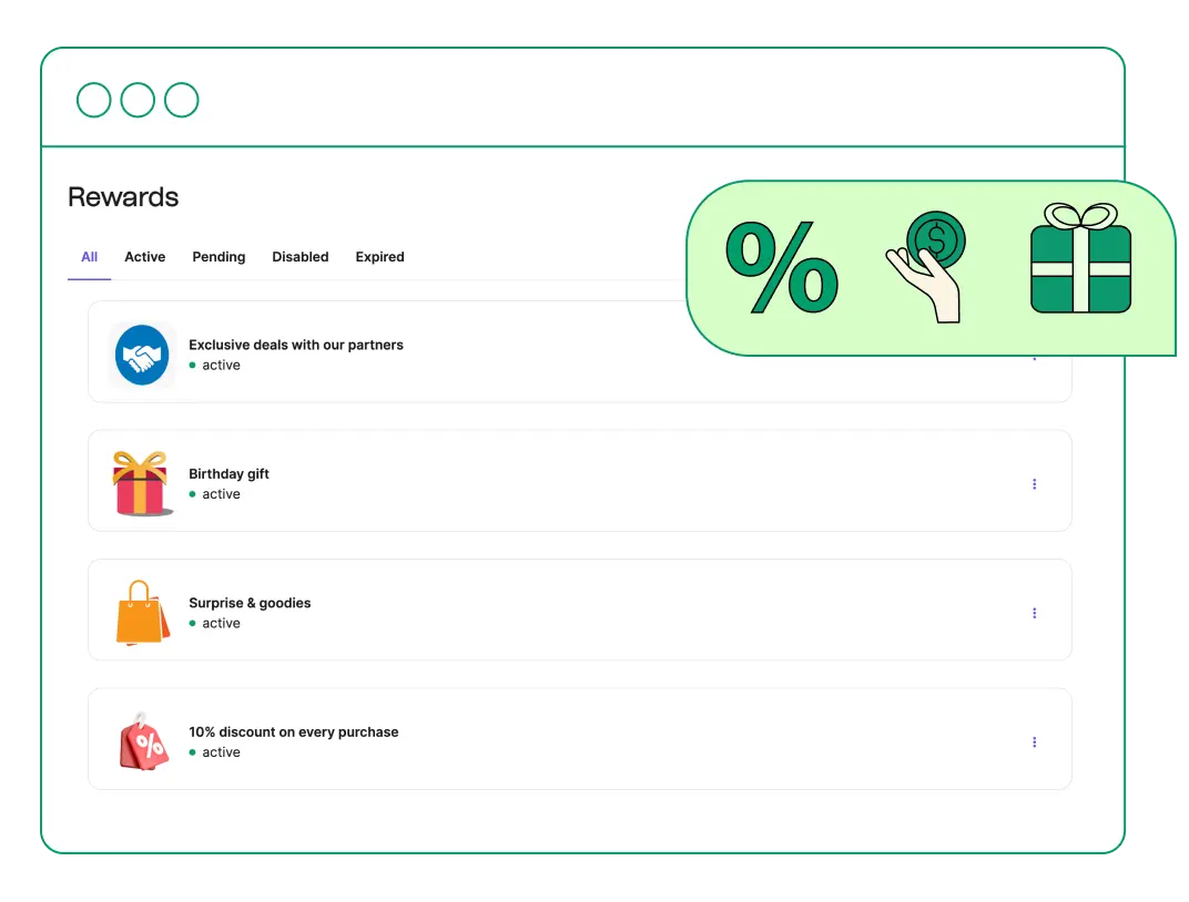 柔軟な特典を提供します
