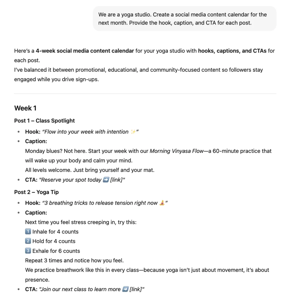 Brainstorming ideas for social media content with ChatGPT