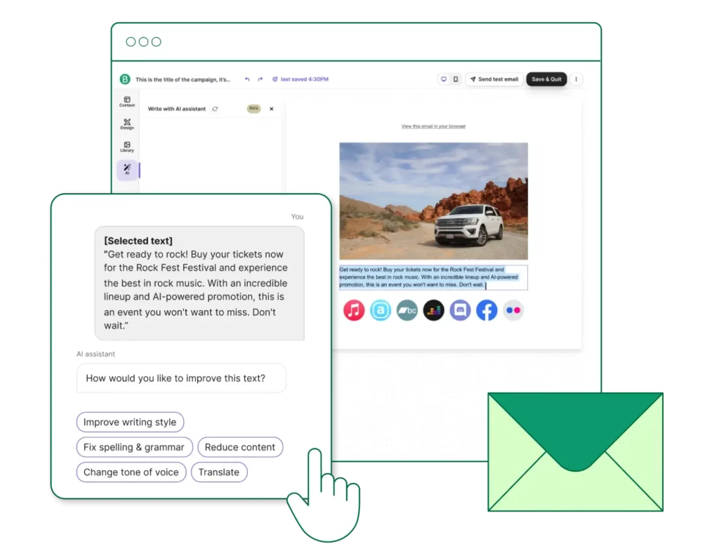Improving email content with Brevo's AI assistant
