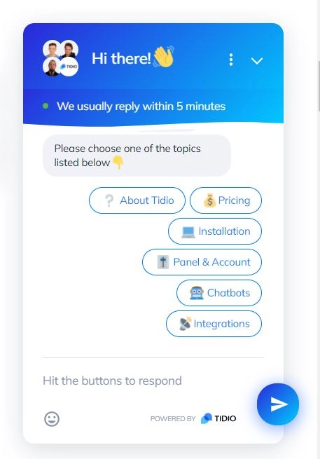 One of the best live chat software for small business by Tidio.